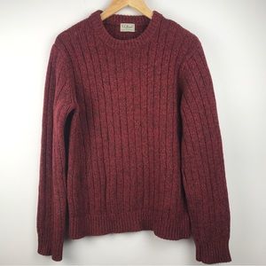 SOLD - LL Bean Men's 100% Lambs Wool Knit Sweater Burgundy Red EUC
